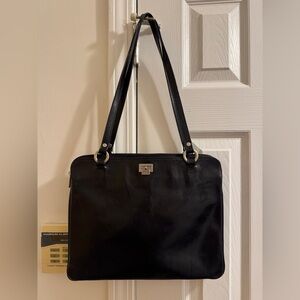 Black Leather Adax Tote Bag